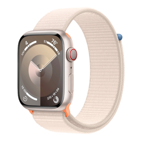 Apple Watch 9 + LTE 45mm Starlight Aluminum Case with Starlight Sport Loop - цена, характеристики, отзывы, рассрочка, фото 1