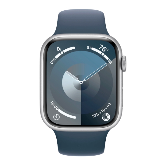 Apple Watch 9 + LTE 45mm Silver Aluminum Case with Storm Blue Sport Band - S/M - цена, характеристики, отзывы, рассрочка, фото 2