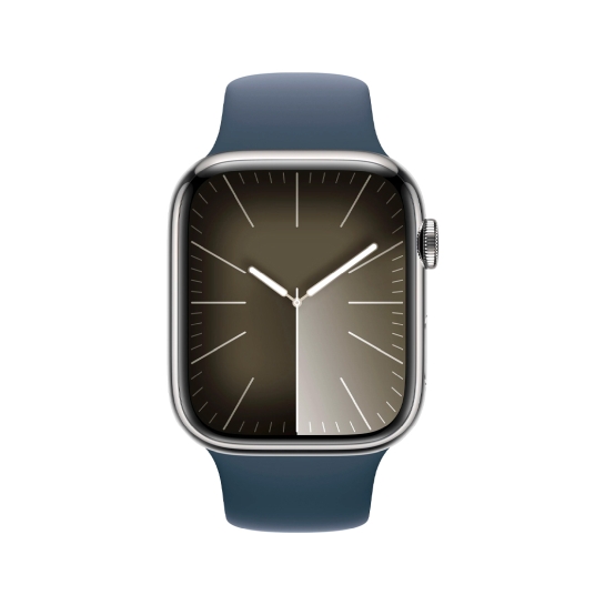 Apple Watch 9 + LTE 41mm Silver Stainless Steel with Storm Blue Sport Band - S/M - ціна, характеристики, відгуки, розстрочка, фото 2
