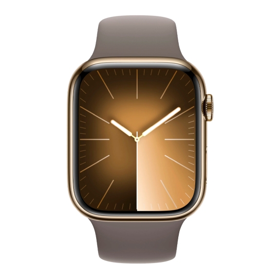 Apple Watch 9 + LTE 45mm Gold Stainless Steel Case with Clay Sport Band - S/M - ціна, характеристики, відгуки, розстрочка, фото 3