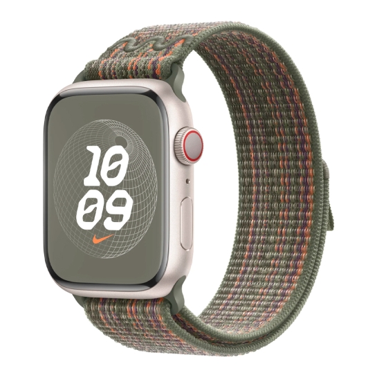 Ремінець Apple Nike Sport Loop for Apple Watch 42mm/44mm/45mm/49mm Sequoia/Orange - цена, характеристики, отзывы, рассрочка, фото 1