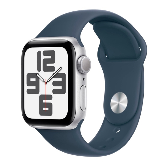 Apple Watch SE 2 2023 44mm Silver Aluminum Case with Storm Blue Sport Band - S/M - цена, характеристики, отзывы, рассрочка, фото 1