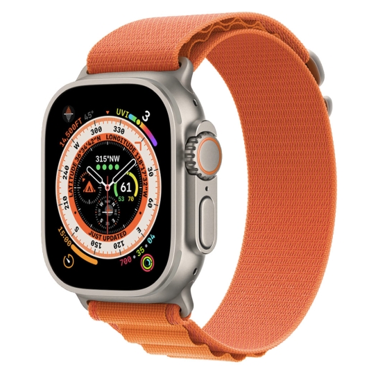 Б/У Смарт-годинник Apple Watch Ultra + LTE 49mm Titanium Case with Medium Orange Alpine Loop (Відмінний) - ціна, характеристики, відгуки, розстрочка, фото 1