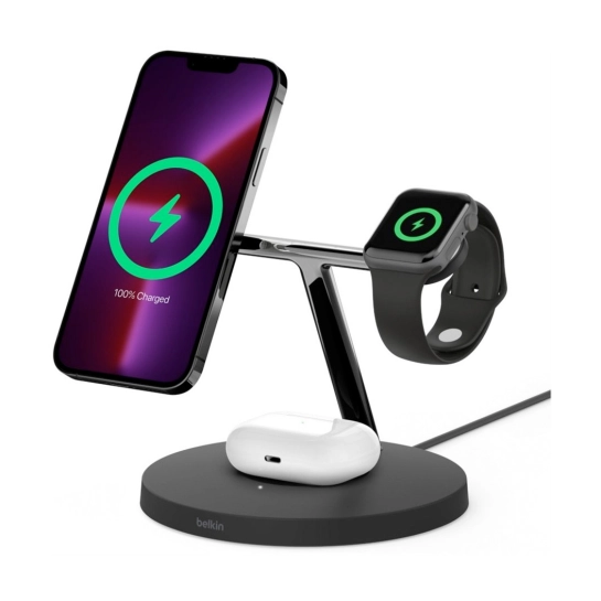 Бездротовий зарядний пристрій Belkin 3in1 MagSafe iPhone Wireless Charger Black