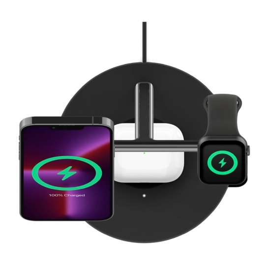 Бездротовий зарядний пристрій Belkin 3in1 MagSafe iPhone Wireless Charger Black - ціна, характеристики, відгуки, розстрочка, фото 3