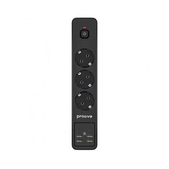 Сетевой фильтр Proove Power Socket P-03 (3 Socket + 4 USB + 2 Type-C) 2М Black