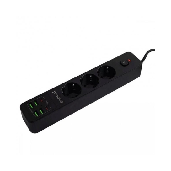 Мережевий фільтр Proove Power Socket P-03 (3 Socket + 4 USB + 2 Type-C) 2М Black - ціна, характеристики, відгуки, розстрочка, фото 2