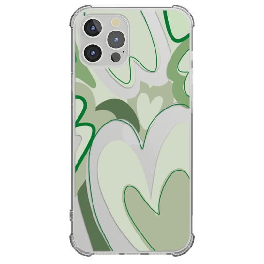Чохол Pump UA Transparency Case for iPhone 12/12 Pro Green hearts - цена, характеристики, отзывы, рассрочка, фото 1