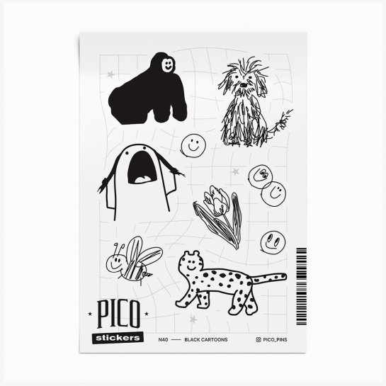 Стикерпак Pico №40 Black Cartoons - ціна, характеристики, відгуки, розстрочка, фото 1