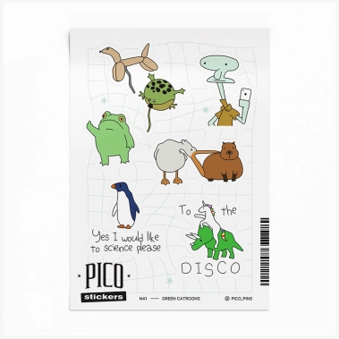 Стикерпак Pico №41 Green Catroons - цена, характеристики, отзывы, рассрочка, фото 1