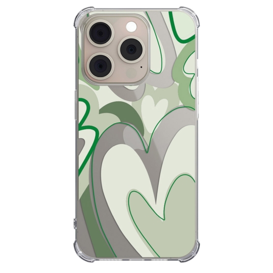 Чохол Pump UA Transparency Case for iPhone 15 Pro Max Green hearts - ціна, характеристики, відгуки, розстрочка, фото 1