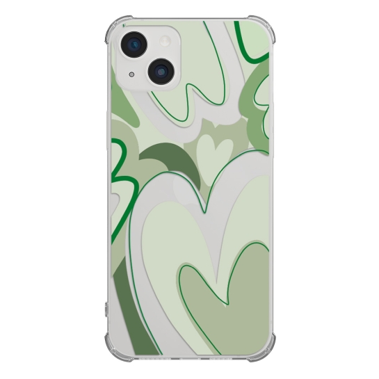 Чехол Pump UA Transparency Case for iPhone 14 Green hearts - цена, характеристики, отзывы, рассрочка, фото 1
