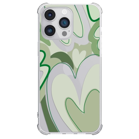 Чохол Pump UA Transparency Case for iPhone 14 Pro Max Green hearts - ціна, характеристики, відгуки, розстрочка, фото 1