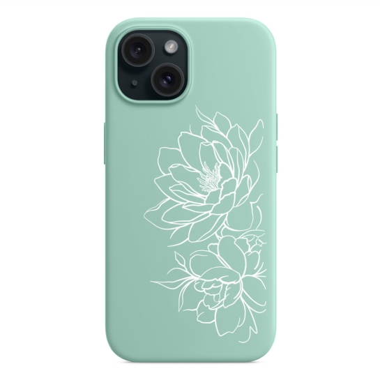 Чохол Pump Silicone Minimalistic Case with MagSafe for iPhone 15 Floral Green - ціна, характеристики, відгуки, розстрочка, фото 1
