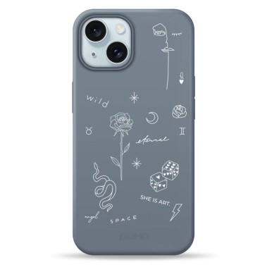 Чохол Pump Silicone Minimalistic Case with MagSafe for iPhone 15 Tattoo Grey - цена, характеристики, отзывы, рассрочка, фото 1