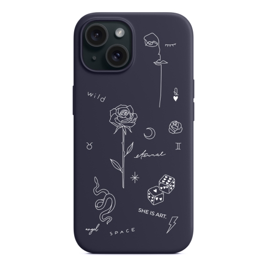 Чехол Pump Silicone Minimalistic Case with MagSafe for iPhone 15 Tattoo Grey - цена, характеристики, отзывы, рассрочка, фото 1