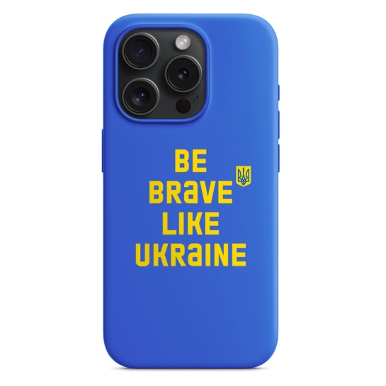 Чехол Pump Silicone Minimalistic Case with MagSafe for iPhone 15 Pro Be Brave Like Ukraine Blue - цена, характеристики, отзывы, рассрочка, фото 1