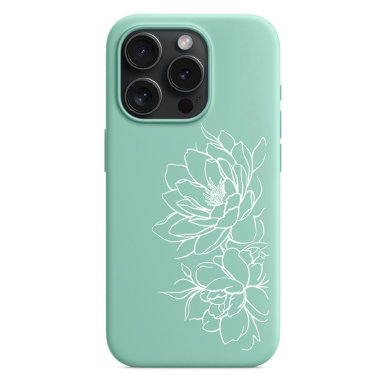 Чохол Pump Silicone Minimalistic Case with MagSafe for iPhone 15 Pro Floral Green - ціна, характеристики, відгуки, розстрочка, фото 1