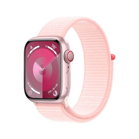 Б/У Смарт-часы Apple Watch 9 + LTE 41mm Pink Aluminum Case with Light Pink Sport Loop (Идеальное)