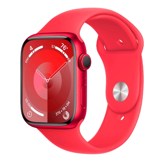 Б/У Смарт-годинник Apple Watch 9 + LTE 45mm (PRODUCT)RED Aluminum Case with (PRODUCT)RED Sport Band (Отличное)