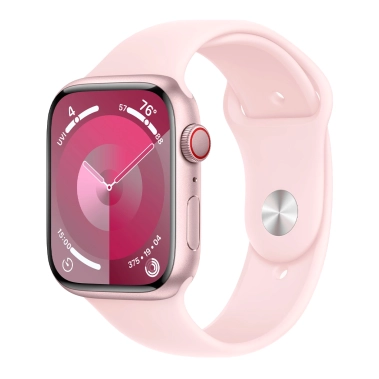 Б/У Смарт-годинник Apple Watch 9 + LTE 45mm Pink Aluminum Case with Light Pink Sport Band (Отличное) - цена, характеристики, отзывы, рассрочка, фото 1