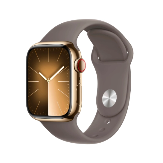 Б/У Смарт-часы Apple Watch 9 + LTE 41mm Gold Stainless Steel with Clay Sport Band (Отличное)