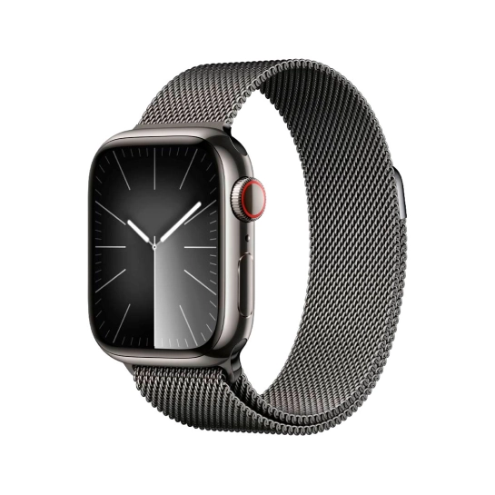 Б/У Смарт-годинник Apple Watch 9 + LTE 41mm Graphite Stainless Steel with Graphite Milanese Loop (Идеальное)