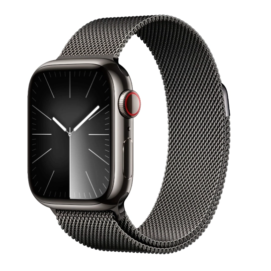 Б/У Смарт-часы Apple Watch 9 + LTE 45mm Graphite Stainless Steel Case with Graphite Milanese Loop (Идеальное)