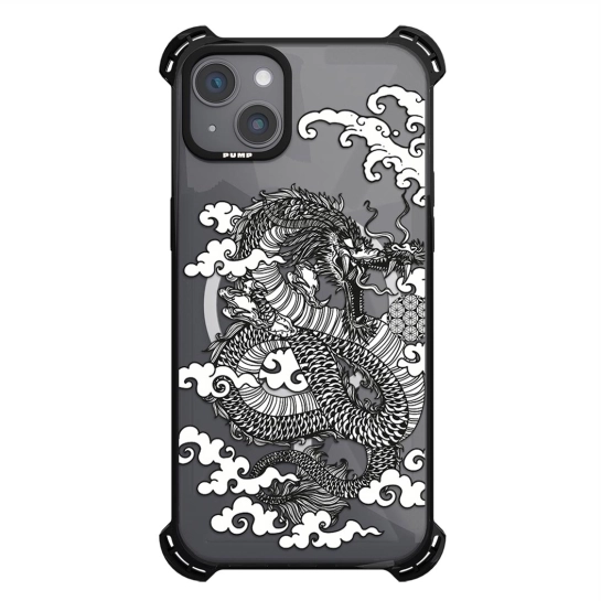 Чохол Pump Silicone Case 03 with MagSafe for iPhone 13 Clear/Black Dragon