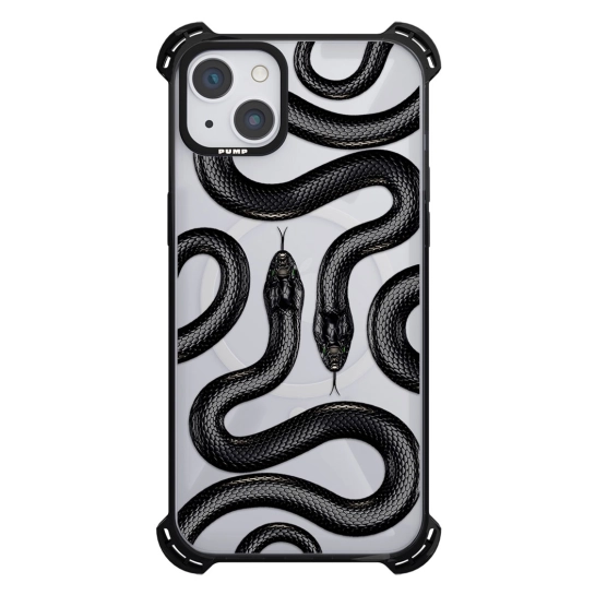 Чехол Pump Silicone Case 03 with MagSafe for iPhone 13 Clear/Black Black Snake