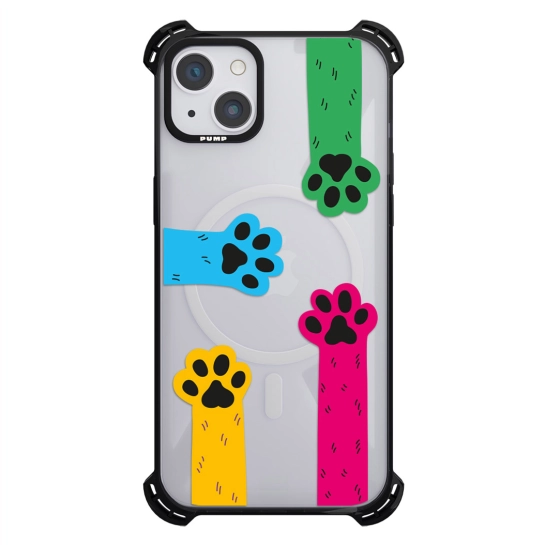 Чохол Pump Silicone Case 03 with MagSafe for iPhone 13 Clear/Black Cats paws