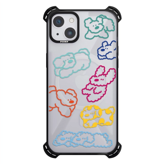 Чехол Pump Silicone Case 03 with MagSafe for iPhone 13 Clear/Black Cloudy dogs