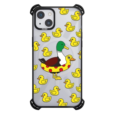 Чохол Pump Silicone Case 03 with MagSafe for iPhone 13 Clear/Black Kachka pattern - цена, характеристики, отзывы, рассрочка, фото 1