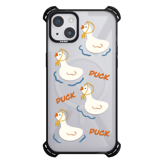 Чехол Pump Silicone Case 03 with MagSafe for iPhone 13 Clear/Black Duck world