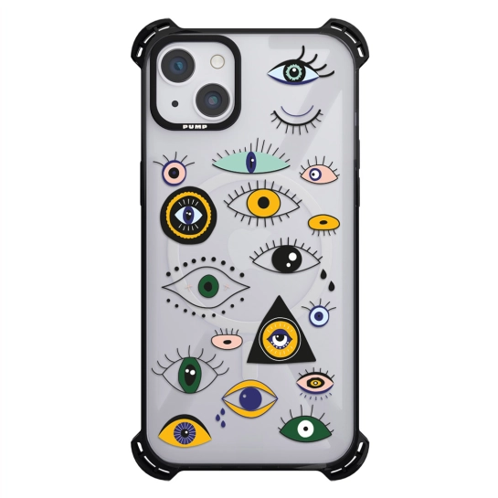 Чехол Pump Silicone Case 03 with MagSafe for iPhone 13 Clear/Black Eyes