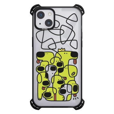 Чохол Pump Silicone Case 03 with MagSafe for iPhone 13 Clear/Black Green dogs - цена, характеристики, отзывы, рассрочка, фото 1