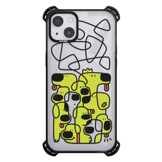 Чохол Pump Silicone Case 03 with MagSafe for iPhone 13 Clear/Black Green dogs