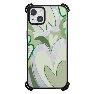 Чохол Pump Silicone Case 03 with MagSafe for iPhone 13 Clear/Black Green hearts - цена, характеристики, отзывы, рассрочка, фото 1