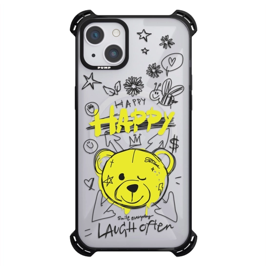 Чехол Pump Silicone Case 03 with MagSafe for iPhone 13 Clear/Black Happy vedmid