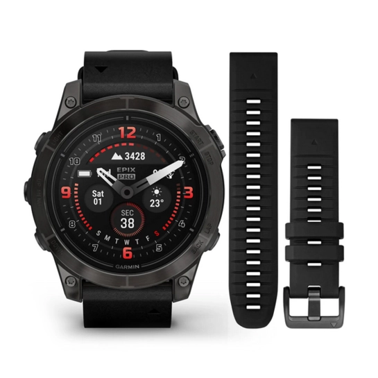 Смарт-часы Garmin Epix Pro Gen 2 Sapphire Edition 47mm Carbon Grey DLC Titanium with Black Leather Band (010-02803-30)
