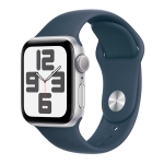Apple Watch SE 2 2023 44mm Silver Aluminum Case with Storm Blue Sport Band - M/L