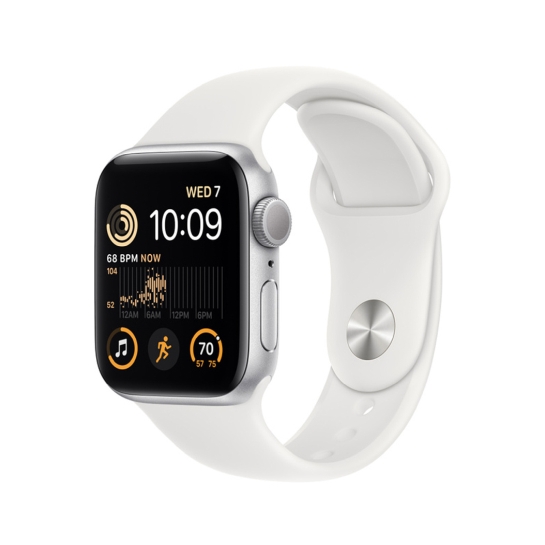 Apple Watch SE 2 40mm Silver Aluminum Case with White Sport Band - S/M - ціна, характеристики, відгуки, розстрочка, фото 1
