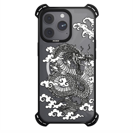 Чохол Pump Silicone Case 03 with MagSafe for iPhone 14 Pro Clear/Black Dragon - цена, характеристики, отзывы, рассрочка, фото 1