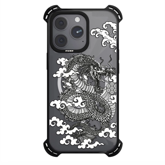 Чехол Pump Silicone Case 03 with MagSafe for iPhone 14 Pro Clear/Black Dragon