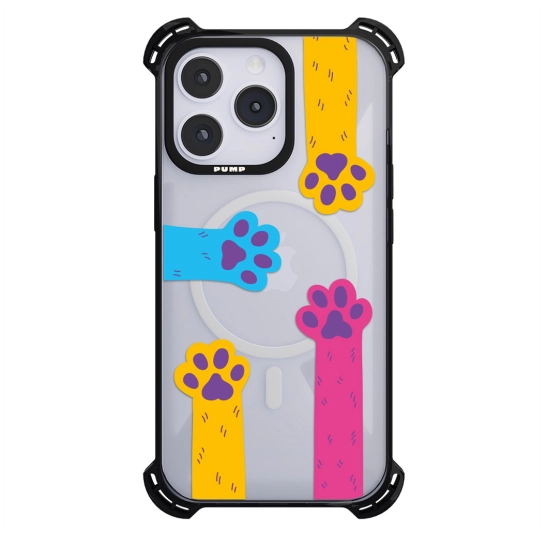 Чехол Pump Silicone Case 03 with MagSafe for iPhone 14 Pro Clear/Black Cats paws 2
