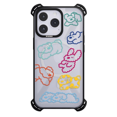 Чохол Pump Silicone Case 03 with MagSafe for iPhone 14 Pro Clear/Black Cloudy dogs - цена, характеристики, отзывы, рассрочка, фото 1