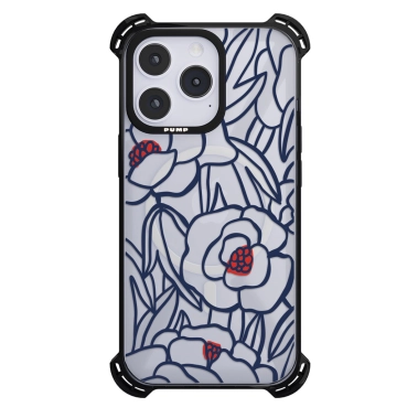 Чохол Pump Silicone Case 03 with MagSafe for iPhone 14 Pro Clear/Black Outline flowers - цена, характеристики, отзывы, рассрочка, фото 1