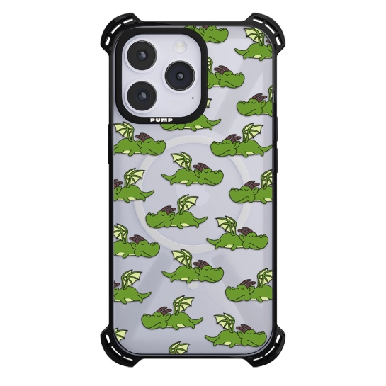 Чохол Pump Silicone Case 03 with MagSafe for iPhone 14 Pro Clear/Black Little dragon