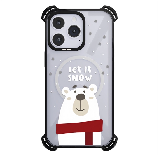 Чехол Pump Silicone Case 03 with MagSafe for iPhone 14 Pro Clear/Black Let it snow