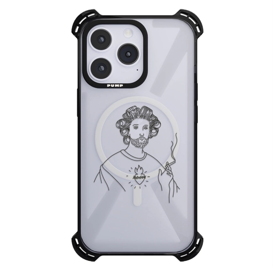 Чохол Pump Silicone Case 03 with MagSafe for iPhone 14 Pro Clear/Black Smoking Jesus